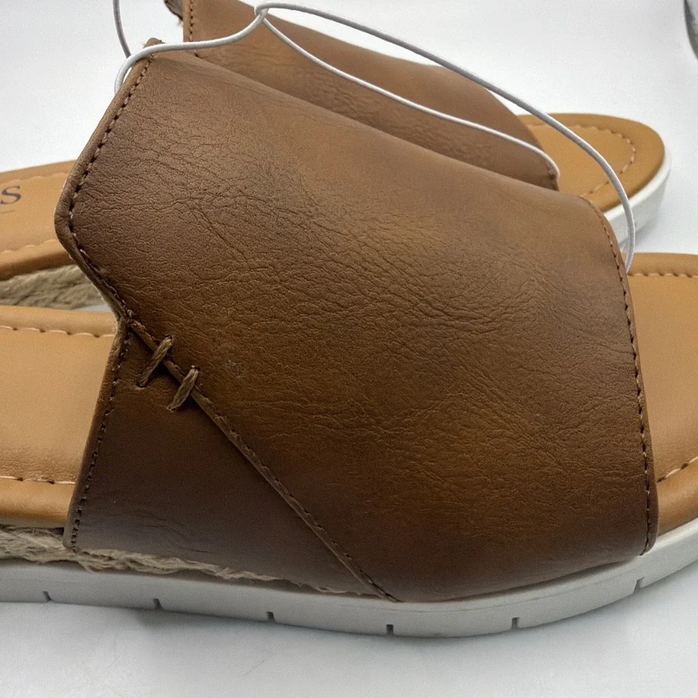 Chaps Womens Sandals Tan Memory Foam Durable Flexible Backless Slide Size 8